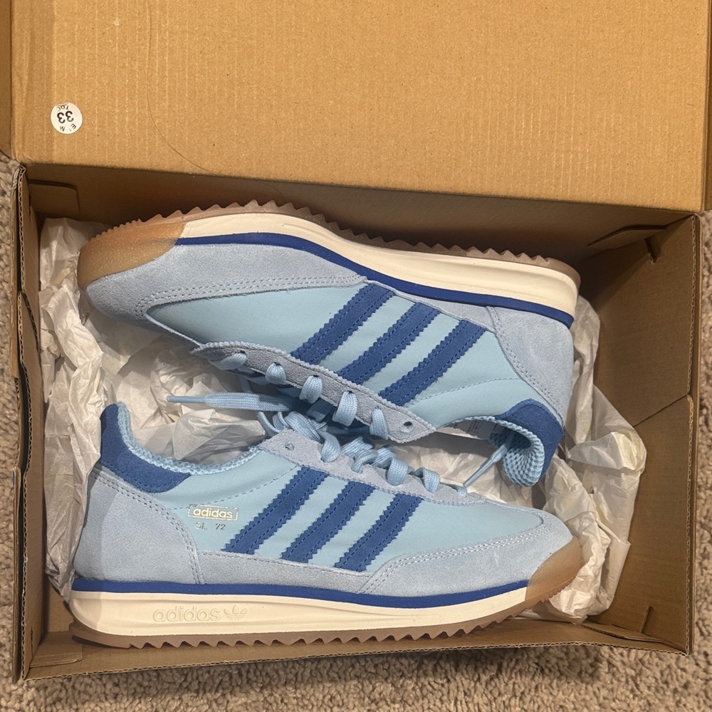 Adidas Sky Blue Trainers with Dark Blue Accents